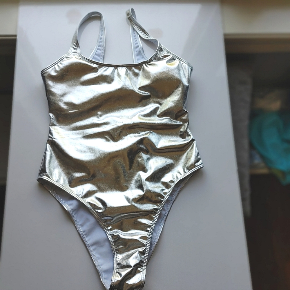 NWOT - Metalic Silver Bathing Suit